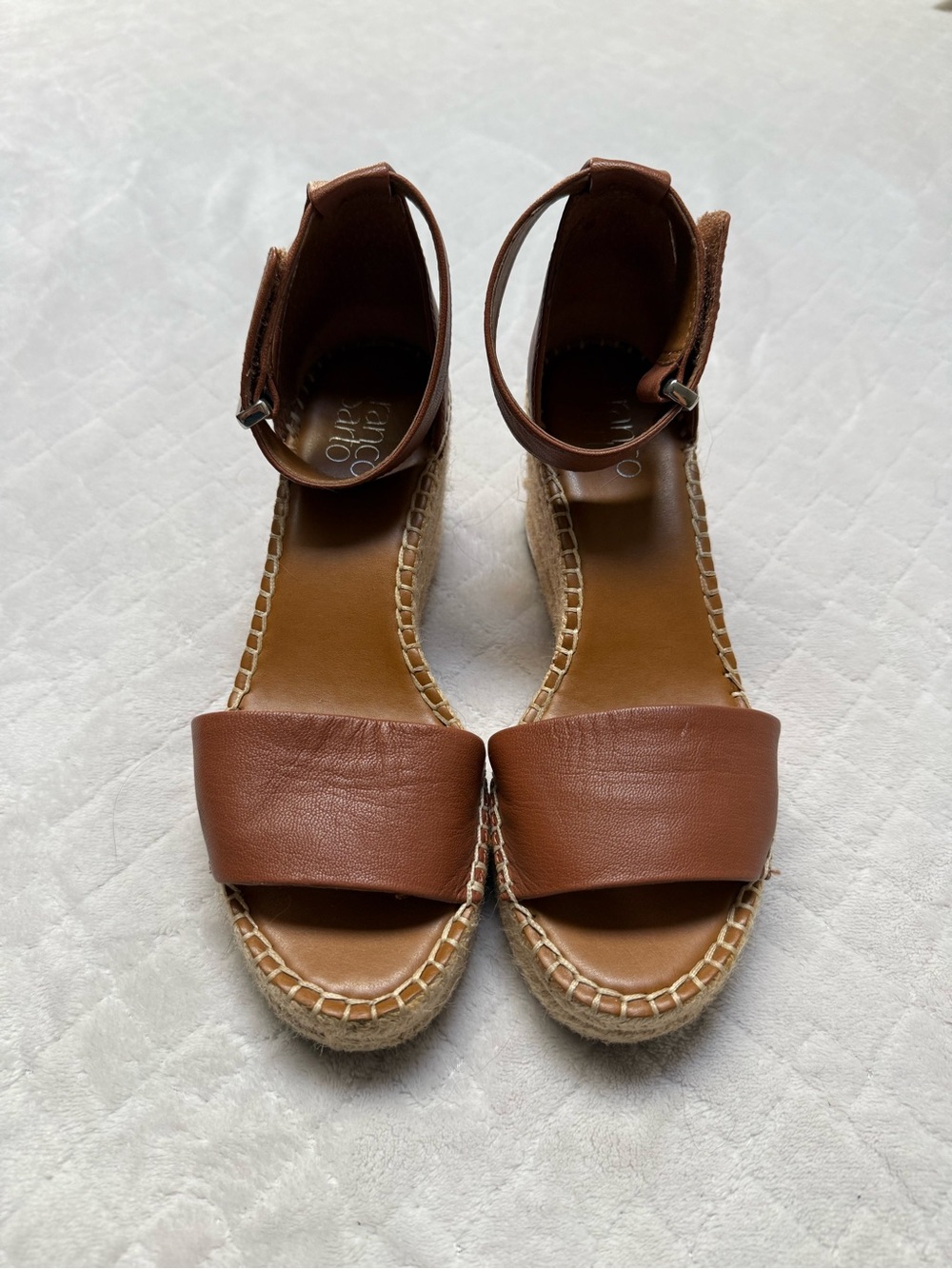 Franco Sarto Leather Espadrille Wedge Sandals in Brown